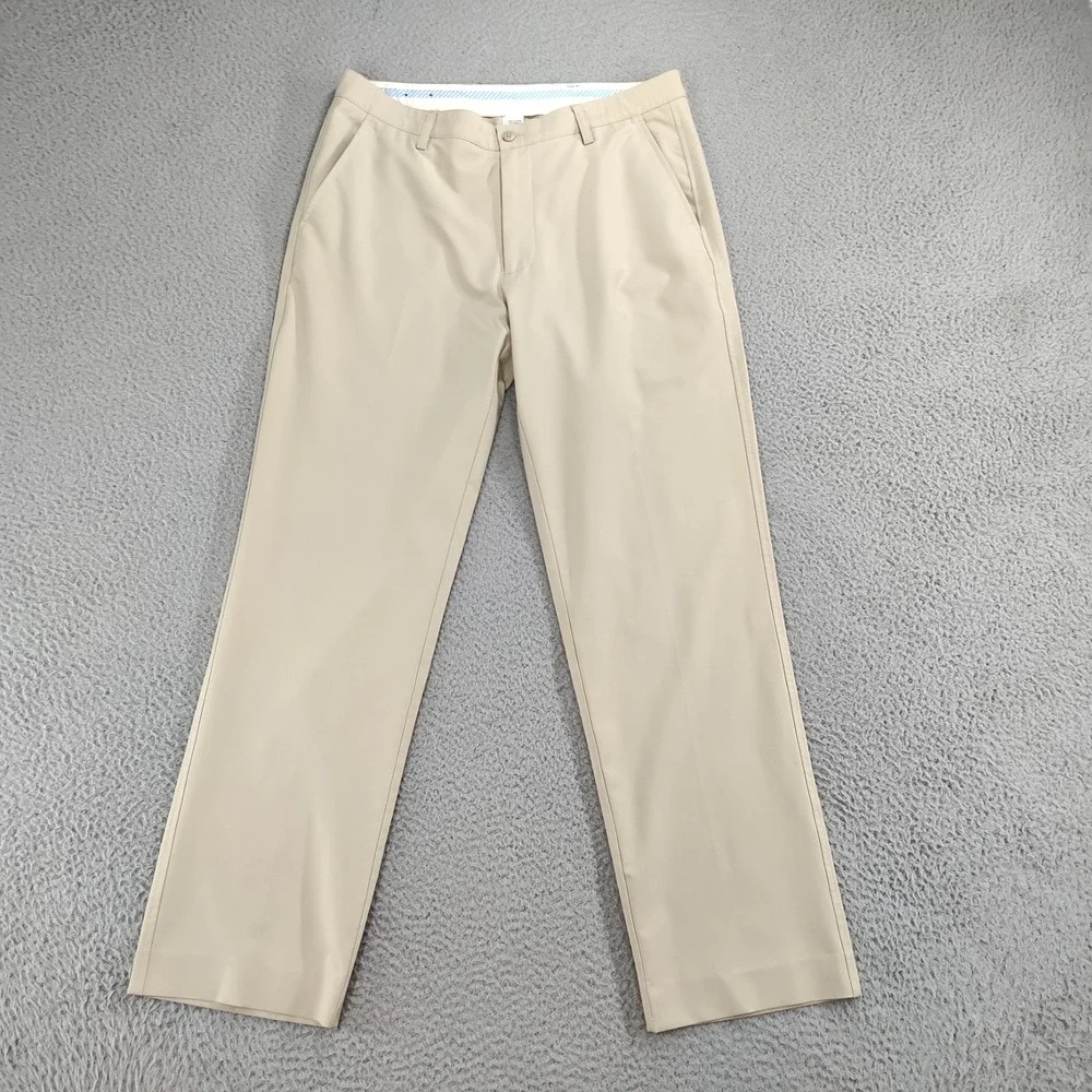 Footjoy Golf Pants Men 36x32 Beige Outdoor Stretch Performance Flat Front Preppy